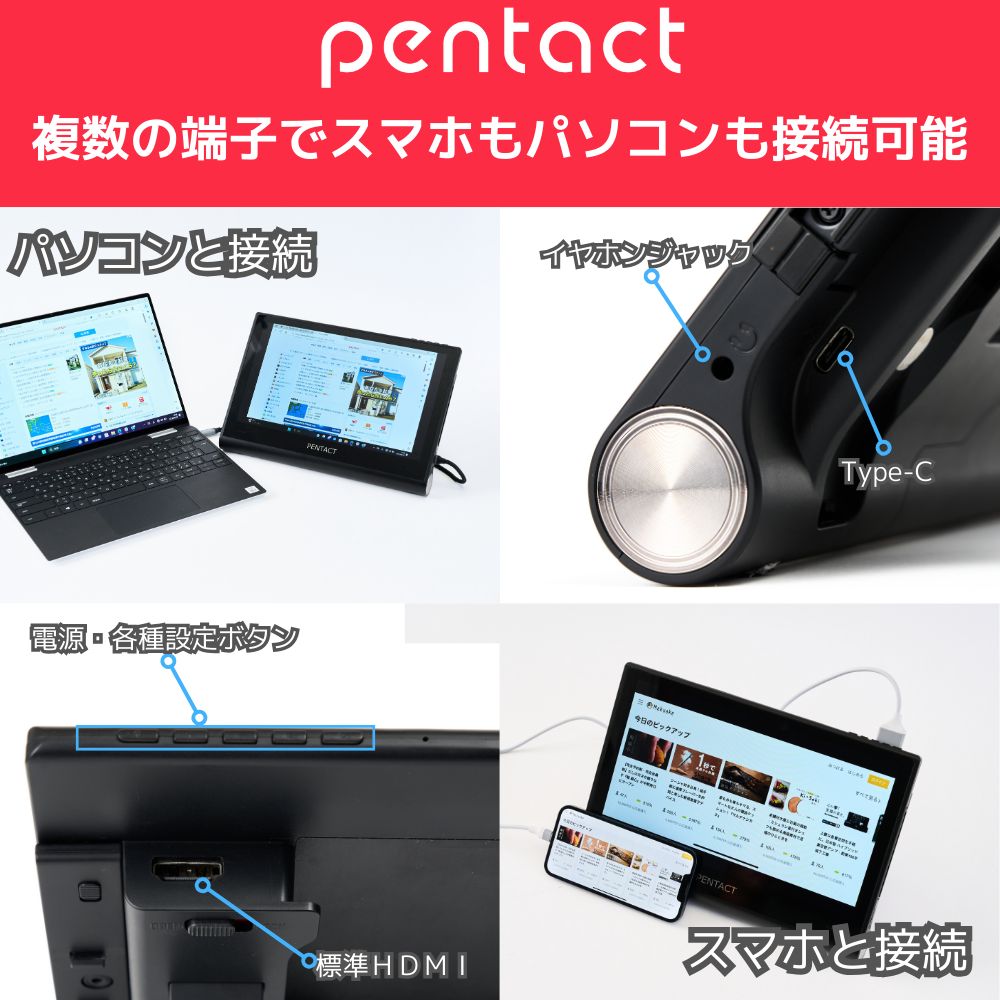 PENTACT 11.6インチポータブルマルチメディアモニター PTG-01